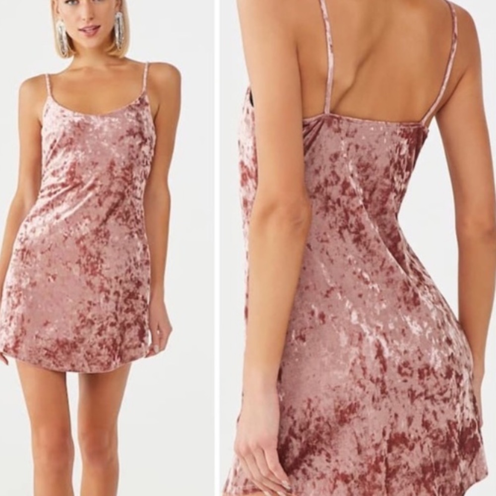 NWOT Forever 21 Pink Crushed Velvet Dress